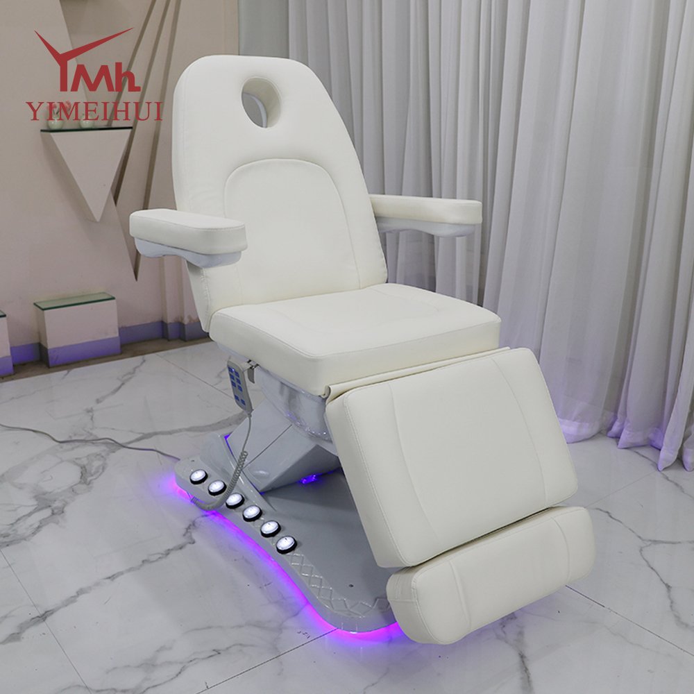 3-Motor Electric Beauty Bed Chair Reclined Position with Headrest and LED Base - Buy in Pakistan