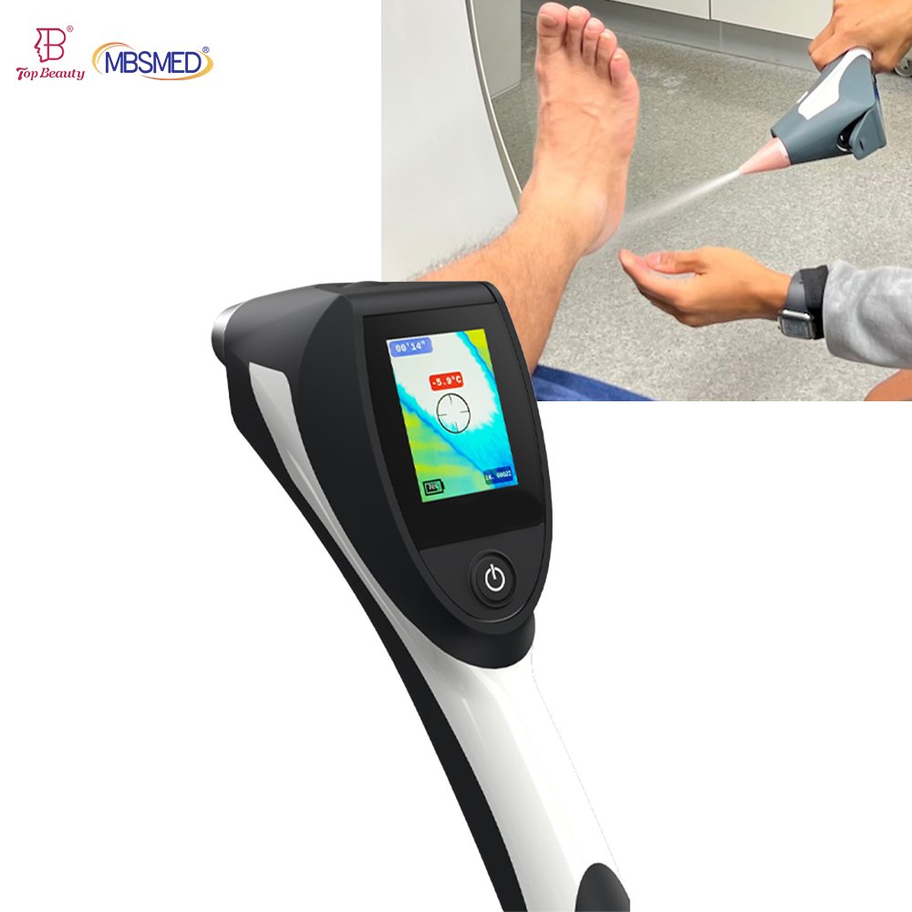 CO2 Shock Cryo Machine – Pain Relief Device Pakistan CO2 Shock Cryo Machine for pain relief and cryotherapy treatment on foot in Pakistan
