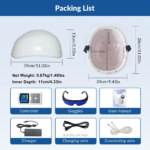 GOVW 1070nm PBM Helmet – Brain Wellness Pakistan GOVW PBM Helmet packing list with controller goggles and dimensions Pakistan