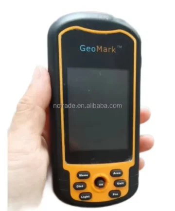 GeoMark M20 handheld GPS advanced features – area measurement, e-compass, coordinates, trip data.