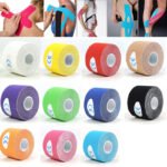 Kinesiology Tape 5 Rolls – Fast Pain Relief in Pakistan Kinesiology Tape 5 Rolls in 11 colors with application on shoulder, knee, back and ankle